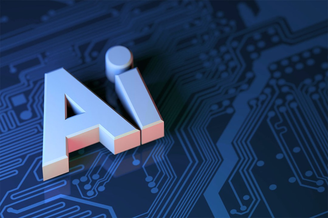 An AI chip on a circuit board